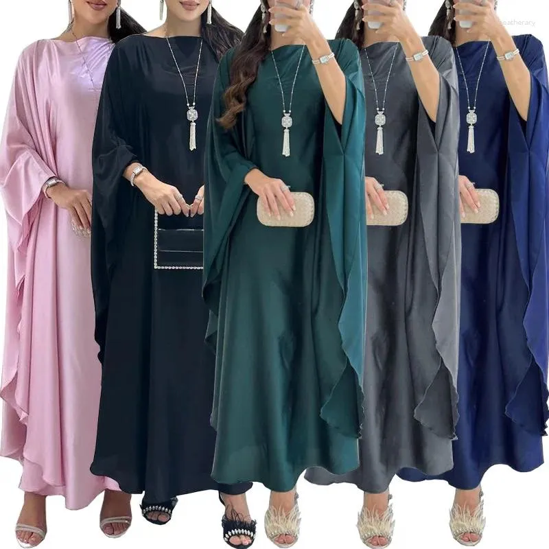 Ethnic Clothing Middle East Abaya Muslim Dress Modest Fashion Pullover Soft Light Long Sleeve Robe Dubai Woman Party Gowns Real Picture