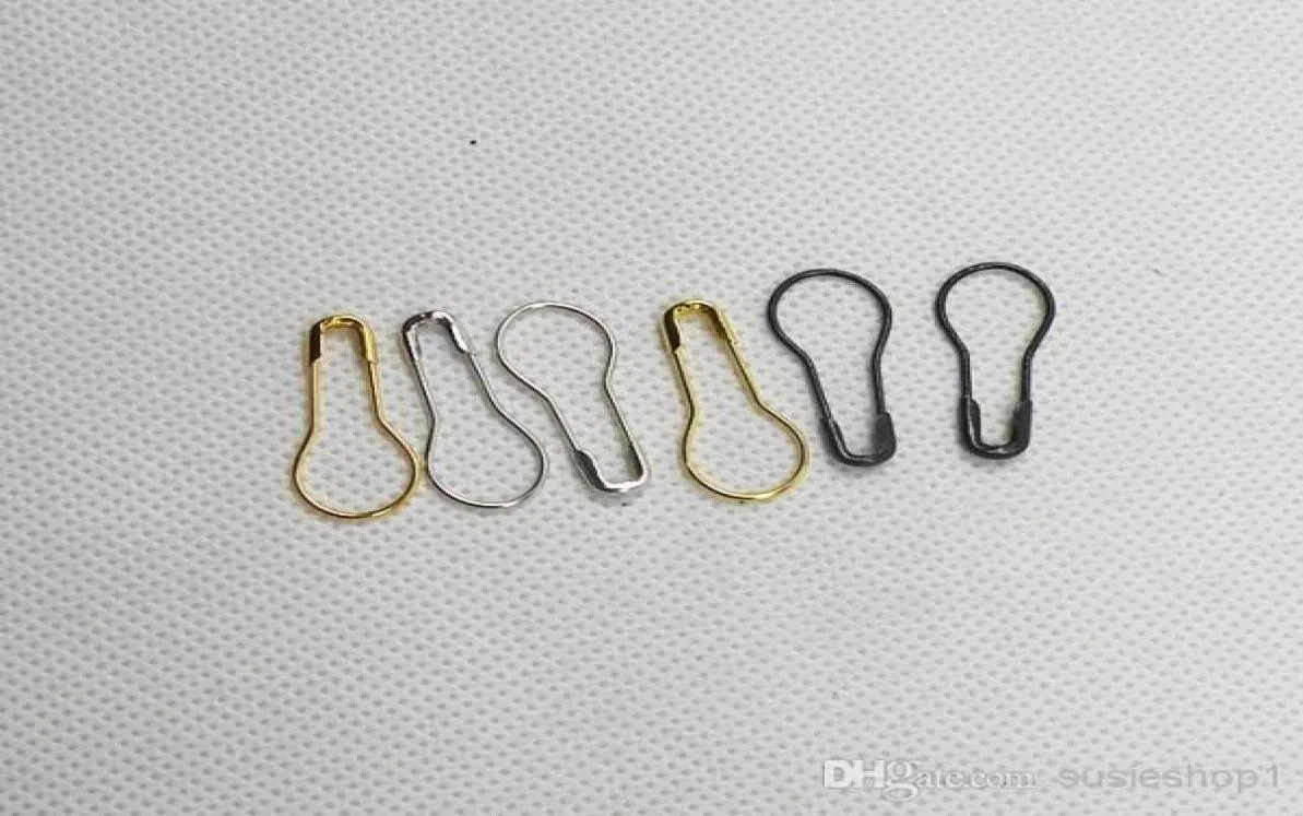 1000 pcs Bulb Gourd Pearshaped Brass safety pins Black Silver Gold Bronze color6597068