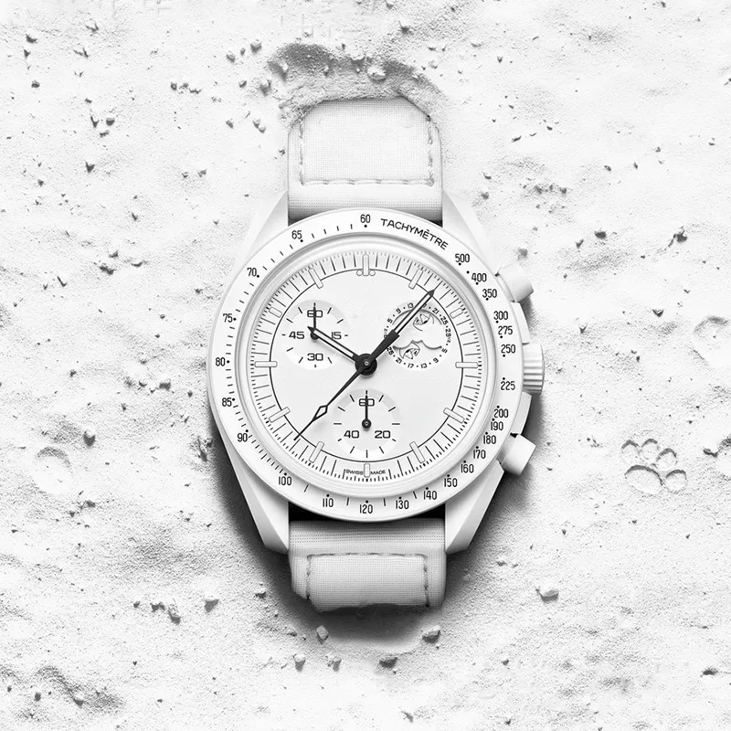 Fashion Planet Moon Uhren Herren Top Luxusmarke wasserdichte Sport Armbandwatch Chronograph Leder Quarz Swatchwatches
