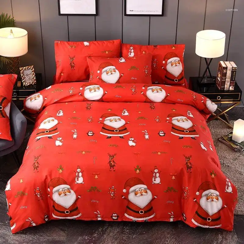 Sängkläder sätter 49 sängkläder set med örngott sängkedling täcker jultomten mönster kudde för familj el xmas leveranser