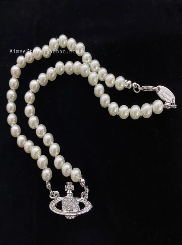 2022 Designer Short Pearl Rhinestone Orbit Halsband CLAVICLE CHAIN ​​BAROQUE Pearl Choker Halsband för kvinnor smycken gåva2852404