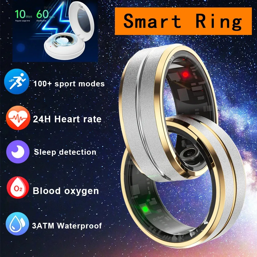 5atm wasserdichte Smart Ring Männer Frauen Gesundheit überwachen Blut Sauerstoff 100 Sportmodi Fitness Tracking Sport Smartring 240415