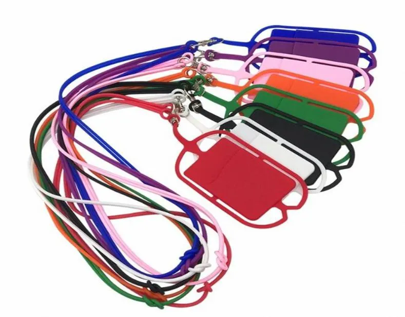 Téléphone portable Carte Lanyard Habilleur Silicone portefeuille Crédit Carte d'identité Carte d'identité Poot Pocket Pocket Carte Holder avec Lanyard6430373