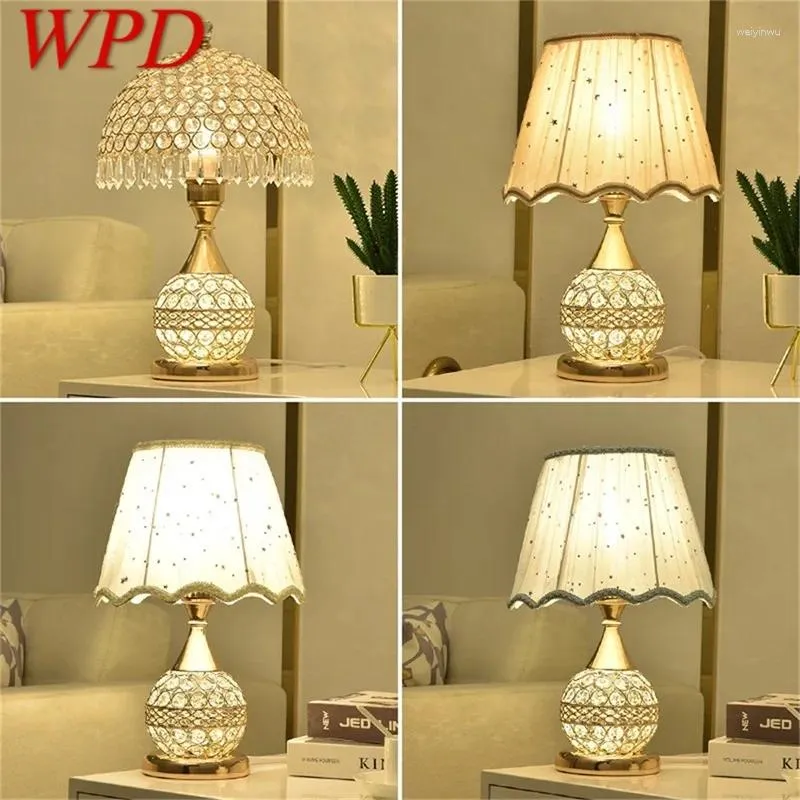 Lampes de table WPD Crystal Desk Lamp Dimmer Remote Contrôle du chevet pour la maison Luxury Modern Creative Light Wating Room