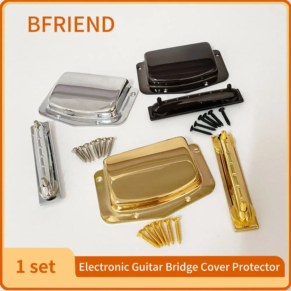 Cables A Set 6 String Saddle Adjustable Fixed Guitar Bridge and Bridge Cover Protector Chrome and Black & Gold for choose