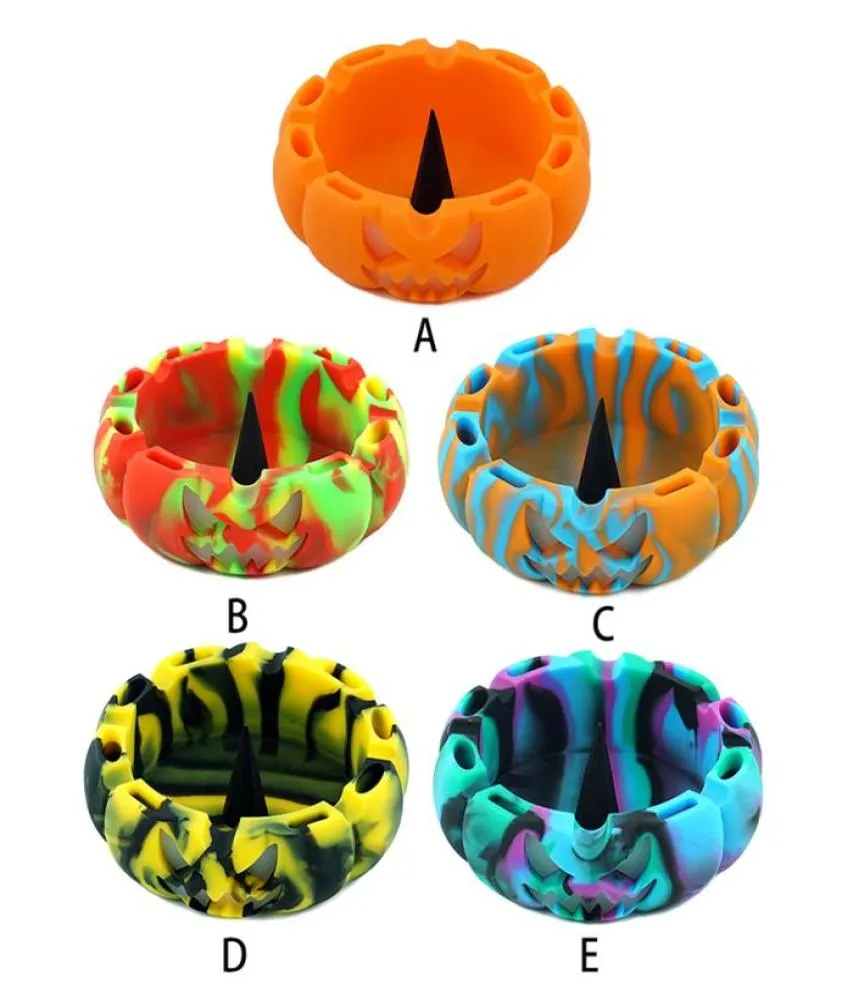 Pumpkin Silicone Ecofriendly Ashtray de cinzas inquebrável resistente ao calor de borracha macia ao suporte de cigarro de alta temperatura para fumantes6275663