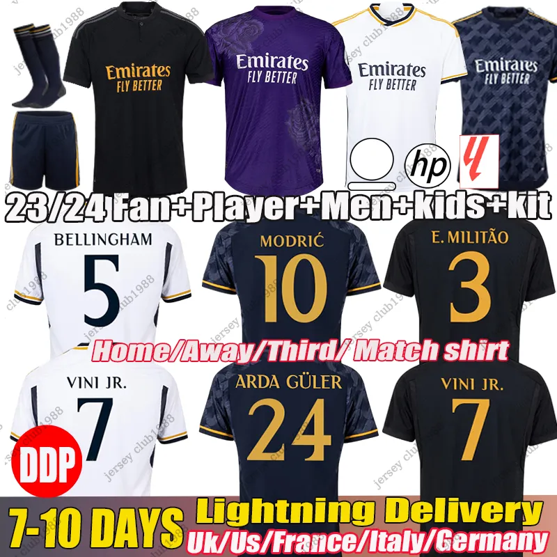 y 3 Real Madrids Jerseys 23 24 Bellingham Jersey Vini Jr Modric Fans Player Soccer Cooteys Mbappe Tchouameni Camavinga Rodrygo Camisetas Men Kids kit uniforms jersey