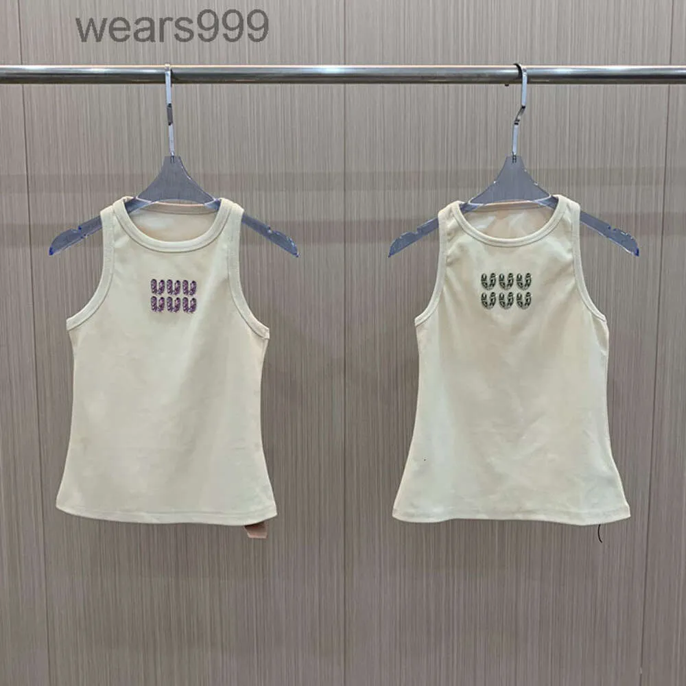 Dames singlet tanktops strass letter gebreide tanks mouwloze luxe designer singlets singlets vest shirt 32a6