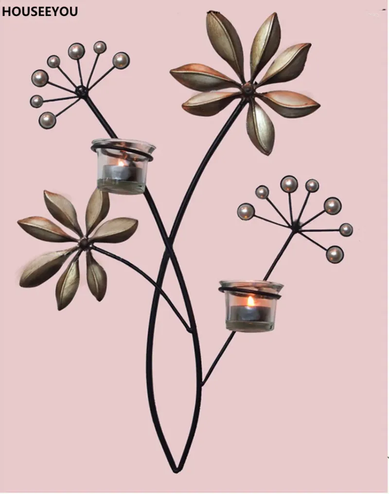 Candle Holders Europe Iron Art Simple Craft Wall Hangings Candlestick Home Decoration Accessories For Dining Living Room Bedroom