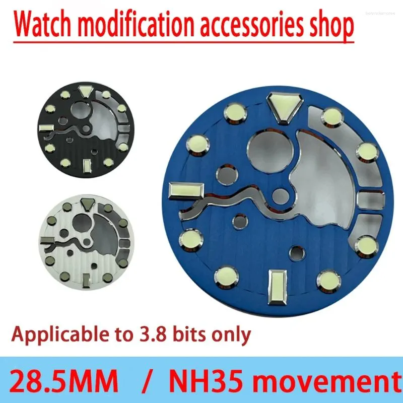 Watch Repair Kits NH35 Movement High-end Modified Disk Surface 28.5mm Suitable For 3.8H Handle Shell Type C3 Luminous Batch Flower