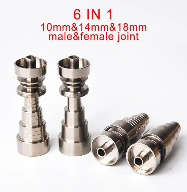 Universal Domeless 6IN1 Titanium Nails 10mm 14mm 18mm joint for male and female domeless nail high quality5732545