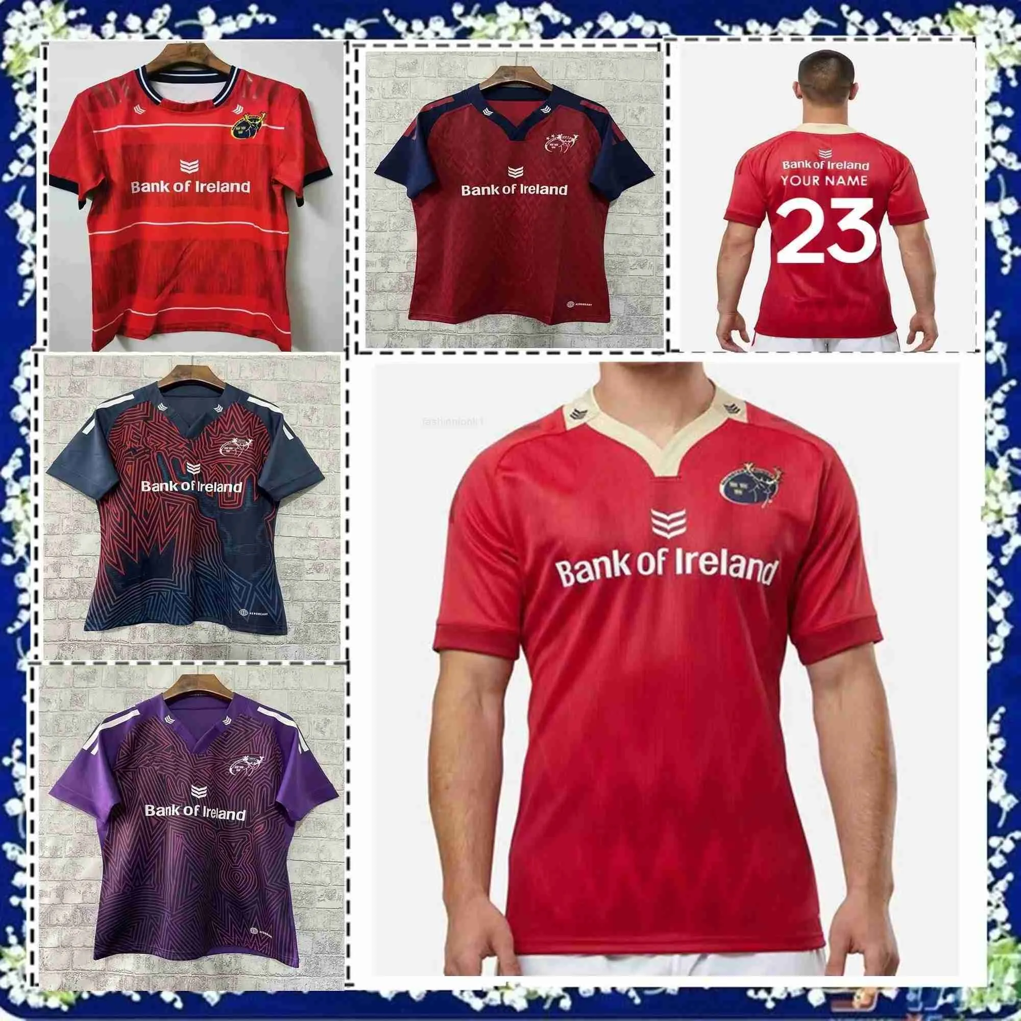 2024 Munster Home Rugby Jersey Shirt 2023/24 Munster Home Rugby Training Jersey maat S --- 5xl