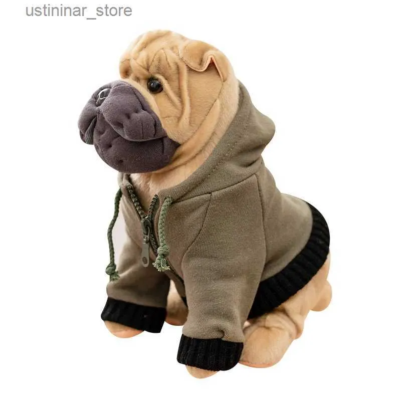 Animais de pelúcia de pelúcia 30-35cm Adorável Realife Bulldog Terrier Dog Pluxh Toy Simulation Byled Hound Shar Pei Cachor