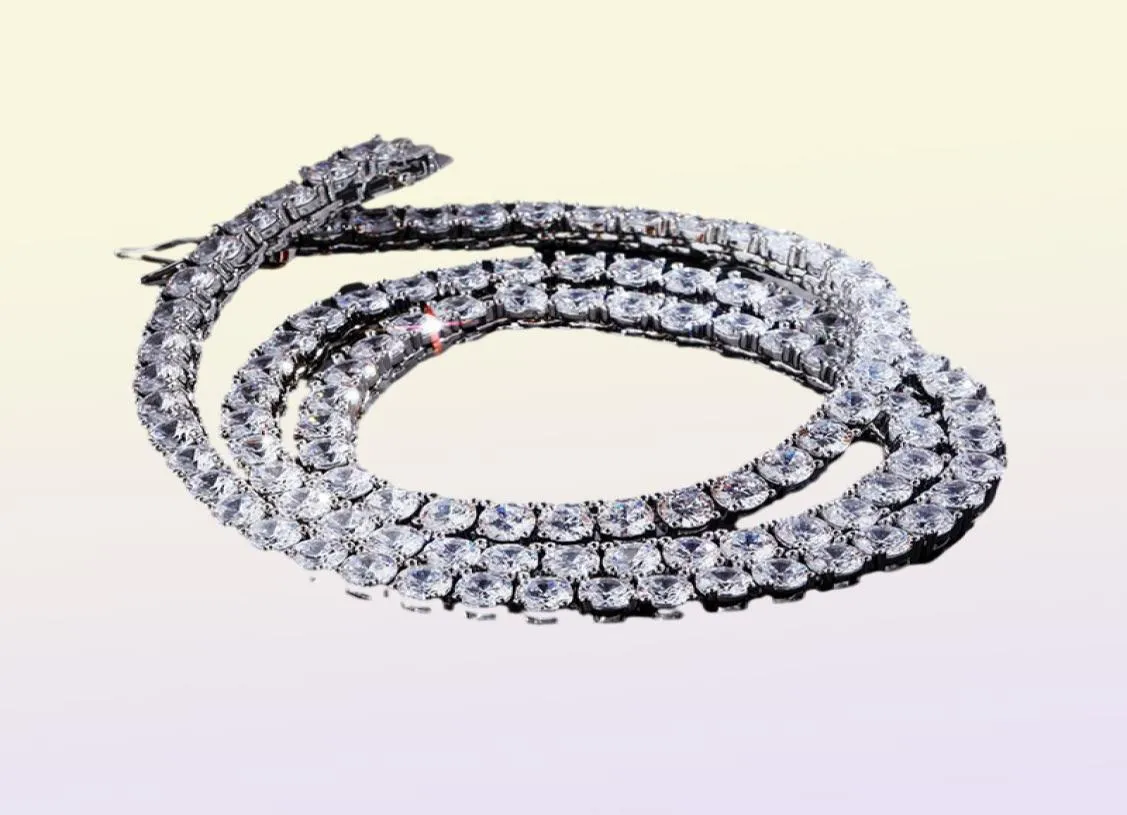 Ny hiphop -tenniskedjan halsband för män smycken guld silver isade ut kedjor tennis halsband2629421