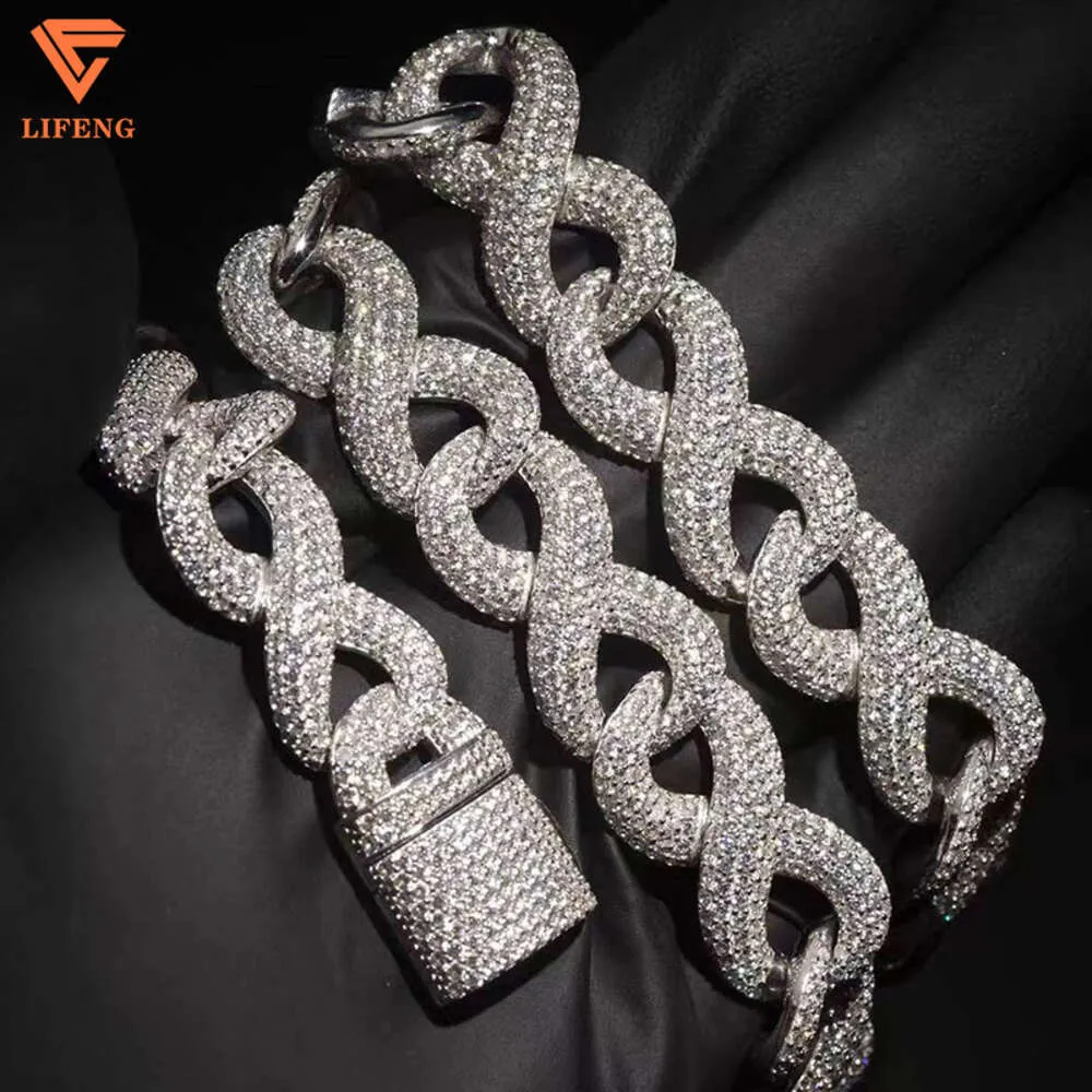 Novas jóias de moda de chegada Popular Branco Branco S925 Icepto de 18mm VVS Moissanite Hip Hop Inicial Chain Chain Men