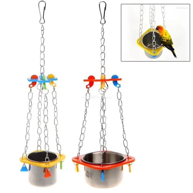 Andere vogels levert dropship Pet Fruit Dispenser Parrot Waterer Feeder Container Kleurrijk acryl