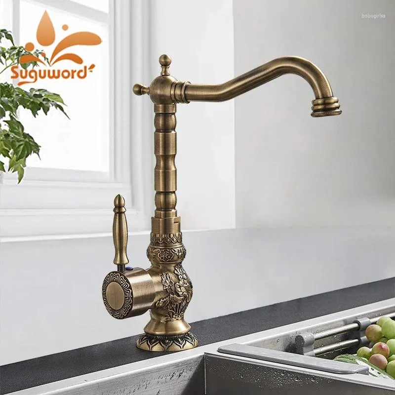 Bathroom Sink Faucets Suguword Modern Brass Ceramic Handle Mixer Faucet Antique Rotation Kitchen And Cold Water Taps Tornei