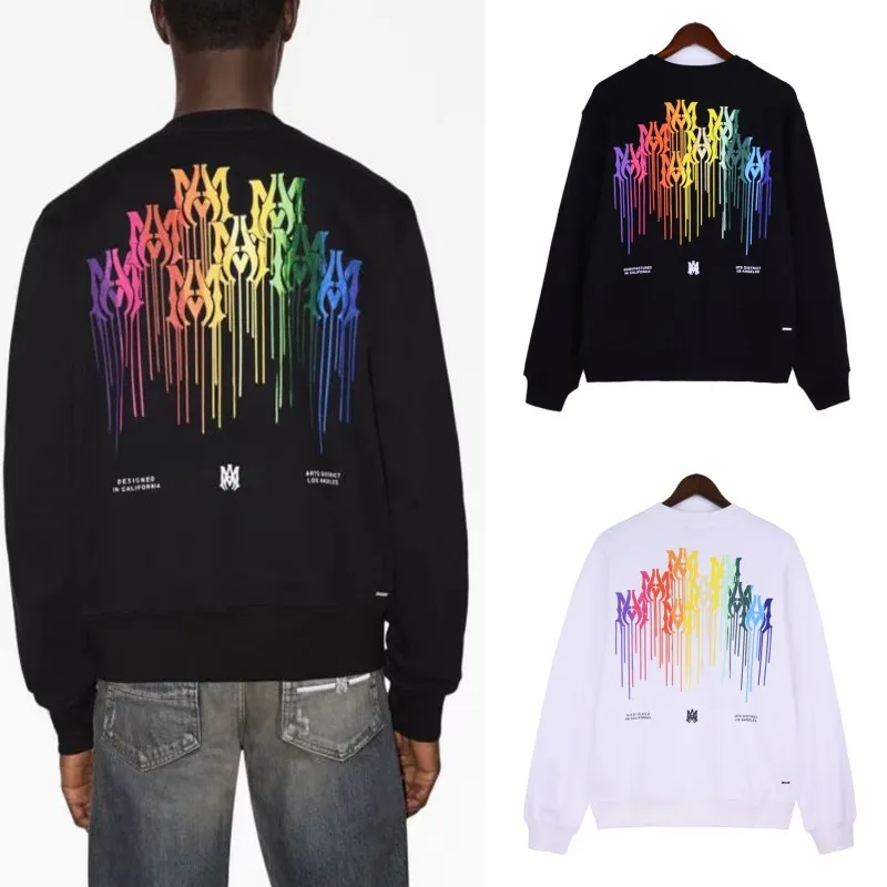 Sweat à capuche pour hommes et femmes Amiries Sweat à capuche en coton à capuche imprimé avec encre éclaboussée et peinture fluide Graffiti Grads Hoodie Couple-tenue Ensemble de veste