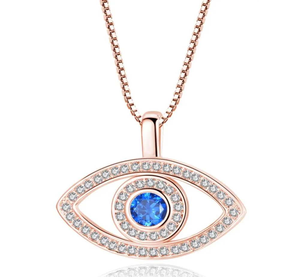 Blue Evil Eye Pendant Necklace Luxury Crystal CZ CLAVICLE NACKLACE Silver Rose Gold Jewelry Third Eye Zircon Necklace Fashion Birt5817230