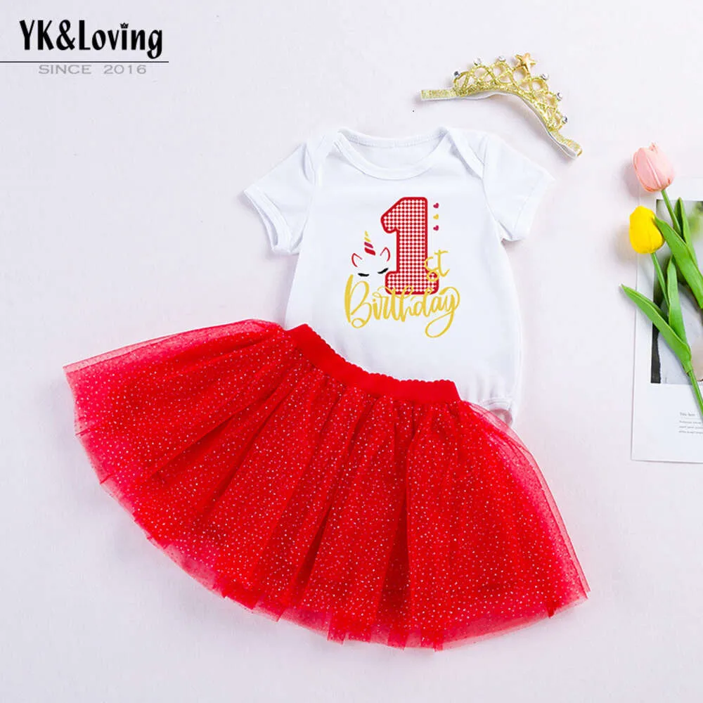 2024 Novo Summer Baby Conjunto de 3 peças Baby Alfabet Princess Dress Set