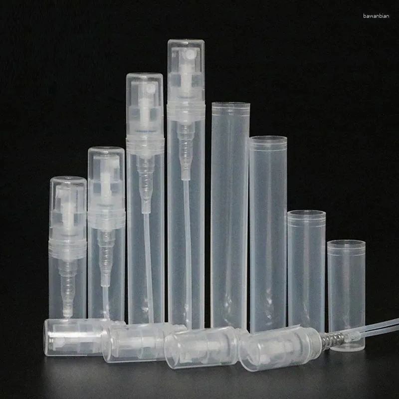 Bouteilles de rangement 100pcs 2 ml / 3 ml / 4 ml / 5 ml mini bouteille de pulvérisation en plastique clair