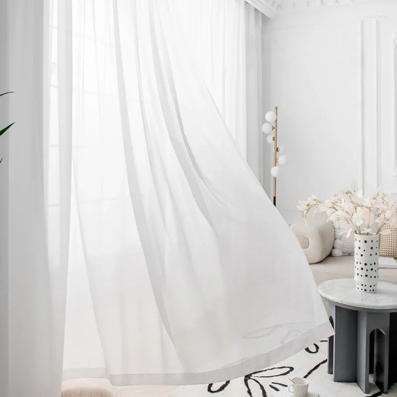 Curtain Window Chiffon Shading Tulle For Living Room Bedroom Waterproof Punch Curtains Hook Partition