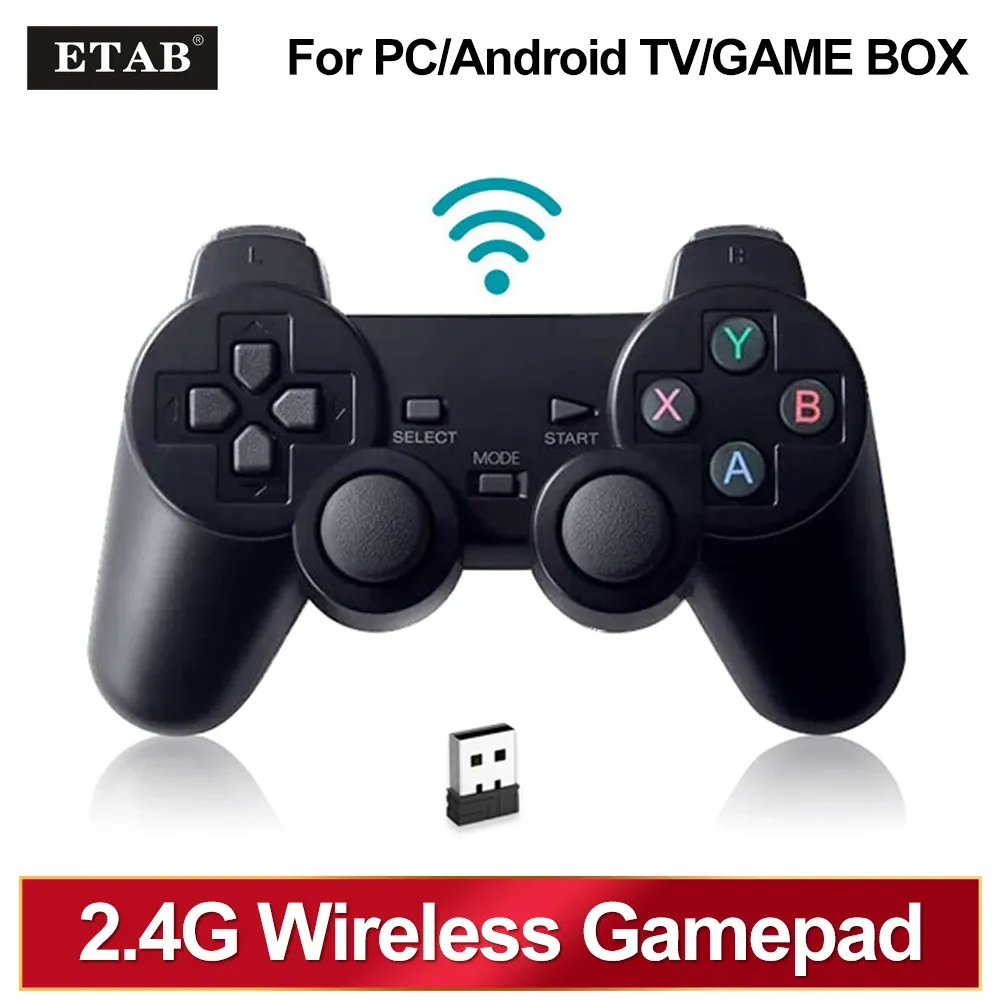 Gamepads 2 st 2,4 GHz trådlöst gamepad ingen fördröjning spelkontroll USB joystick för pc android tv -låda spel låda klassisk exteriör design