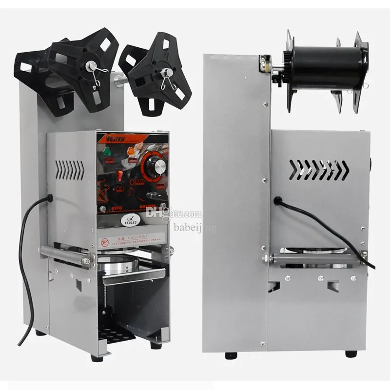 Cup Sealing Machine Black Semi-automatic 90 / 95 MM 500 Cup/ Hour Accurate Temperature & Time Setup Electric Cup Sealer