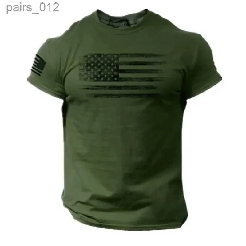 Herr t-shirts 2024 Mens Soldier Short Sleeved T-shirt Sports Training Summer Shirt Casual Breattable Quick Dying Star Stripe Plus Size YQ240415