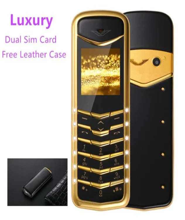 Luxo Desbloqueado Signature 8800 Metal Body Phone celular Mini Dual SIM Card GSM Quad Band Mp3 FM Câmera Caso de celular barato Case9587739