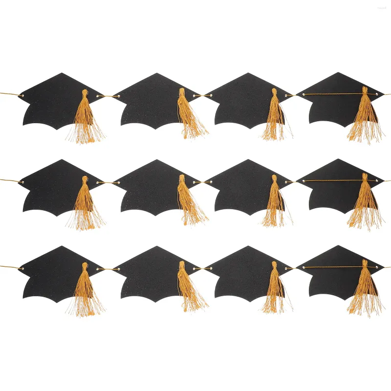 Party Decoration Graduation Paper Banner Grattis Grad Hat String Garland för klassrummet