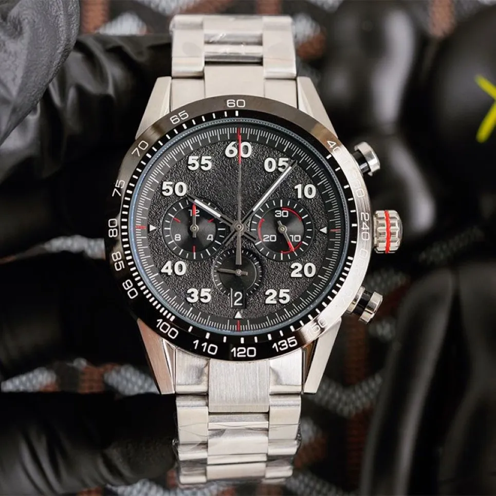 Zegarek Mens Watch Kwarc Ruch 44 mm ze stali nierdzewnej Guma skórzana skórzane zegarki modowe Wodoodporne projektanty na rękę Montre D267P
