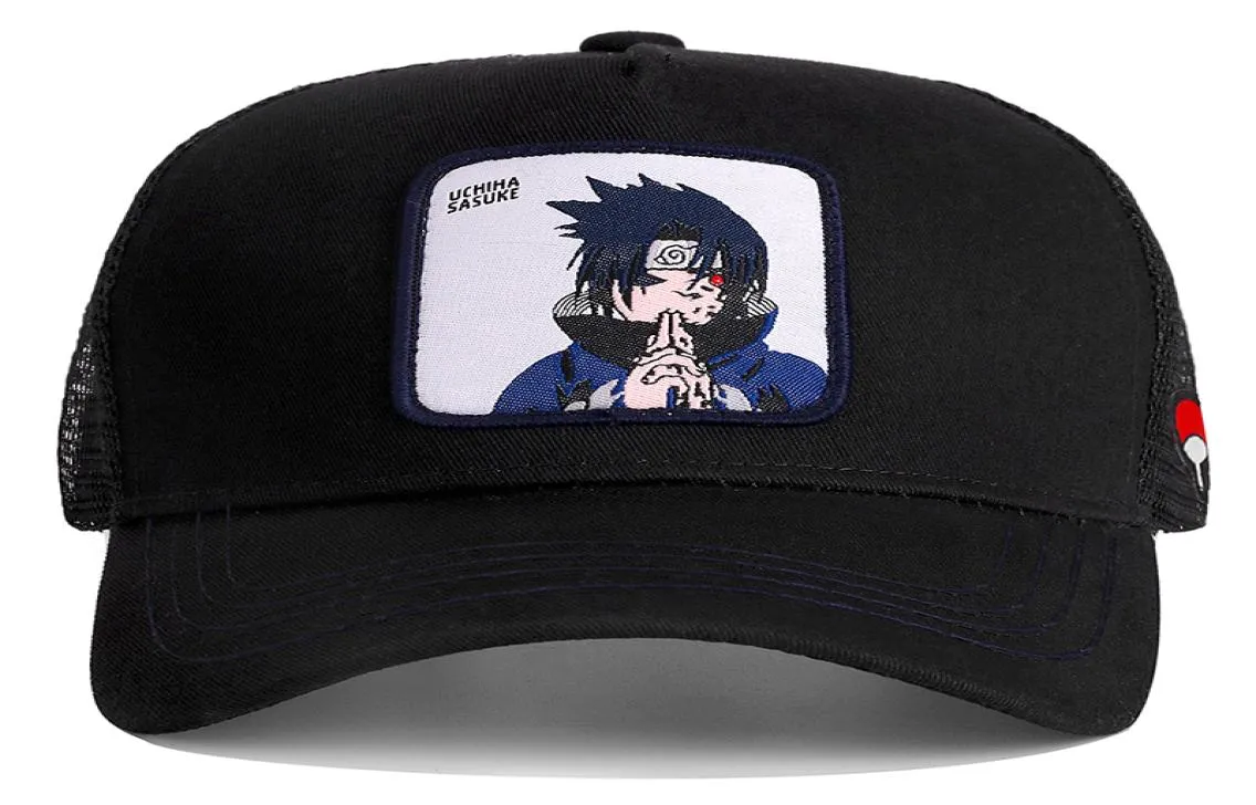 Новый бренд Uchiha Sasuke Anime Snapback Cap Cotton Baseball Cap Men Women Hip Hop Dad Mesh Hat Trucker Drop6662410