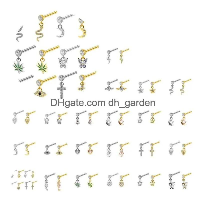 Ringos de nariz com miçangas mti estilo cobre incrustação de zircão de zircão anel de jóias de joias de gotas de gotas de entrega de pulveiras dhgarden dhn5x