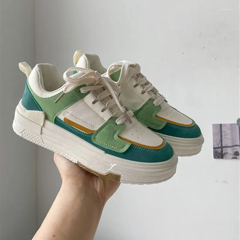 Scarpe casual Sports Stiotto rotondo verde con la consapevolezza spessa per donne alla moda e confortevole femminile