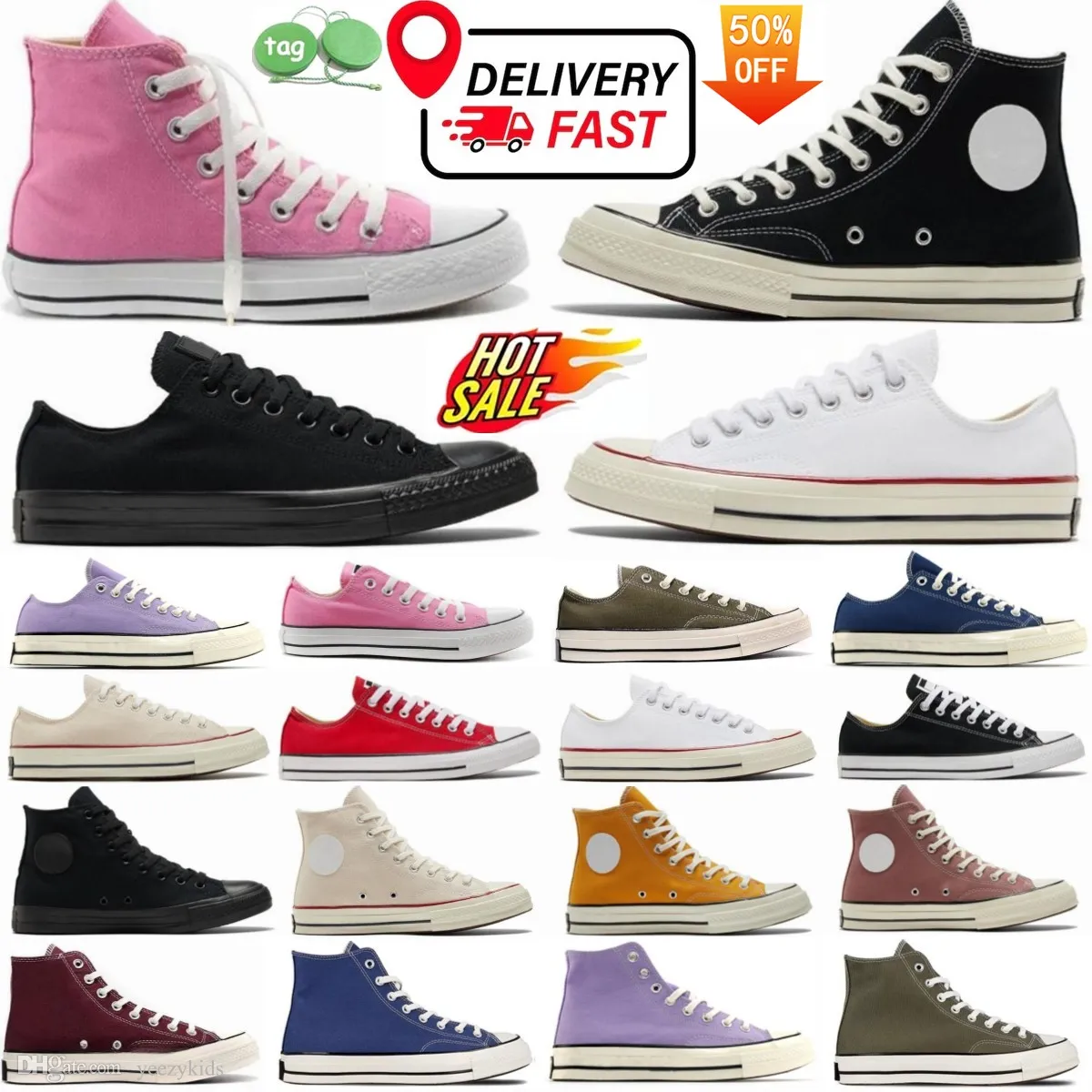 Canvas Classic 1970 70 1970 All Sneakers Platform Black White Pink Yellow Blue Casual 1 056 DHgate