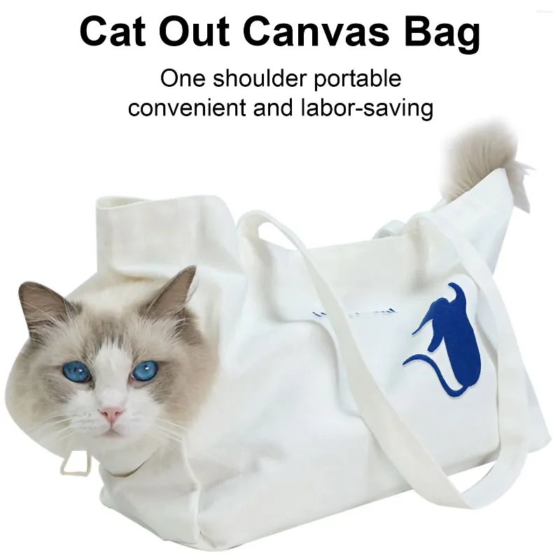 Kattbärare andningsbara husdjurspåsar bärbara handväska crossbody canvas väska justerbar dragskon ryggsäck med knappar för utomhusresor