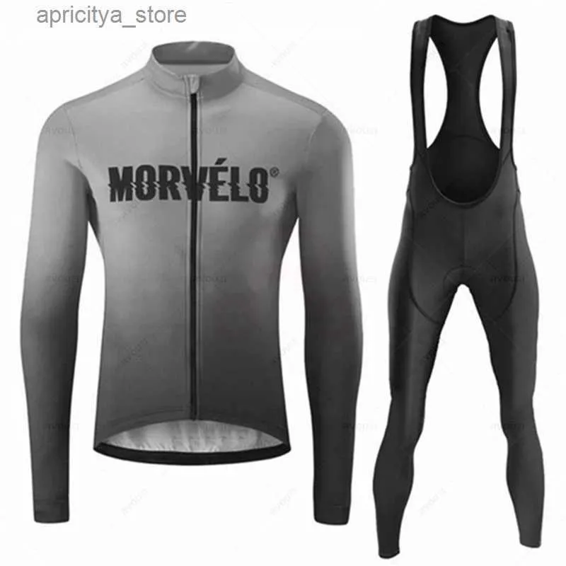 Jersey de cyclisme ensemble Morvelo Mens Spring et automne New Cycling Clothing Shirts 2023 Comfortab Breathab Anti-UV Bicyc Jersey Set L48