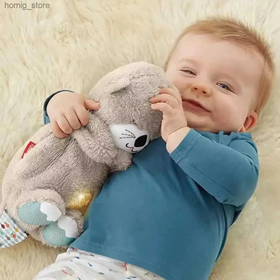 Bambole peluche schlummerotter sleep giocattolo peluche piccolo agnello che respira schlummer otter plusch musica sonno platease giocattoli peluche y240415