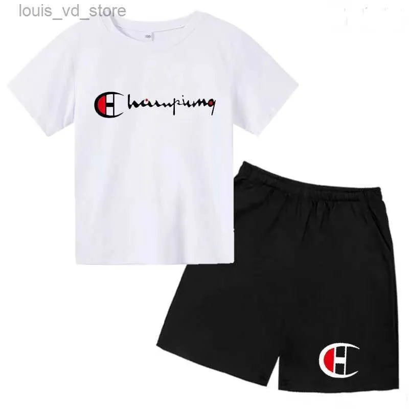 Clothing Sets Kids Summer T-shirt Top+shorts 2P Boy/girl Toddler Walking Birthday Gift Casual Short Sleeved Sports Jogging Brand Charming Set T240415