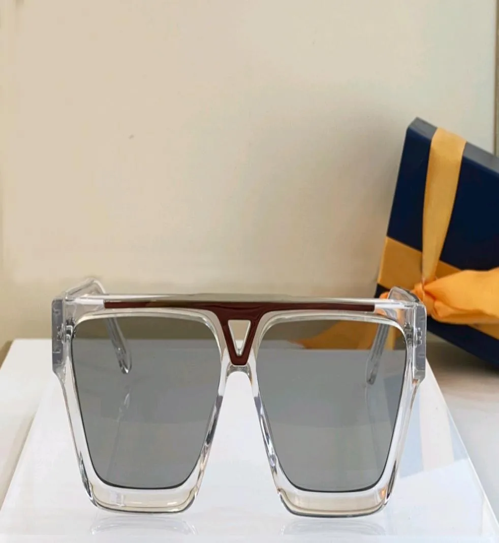 Flat Top rechthoek transparante zonnebrillen voor mannen heldere grijze lens koele bril UV -bescherming brillen met box7730987