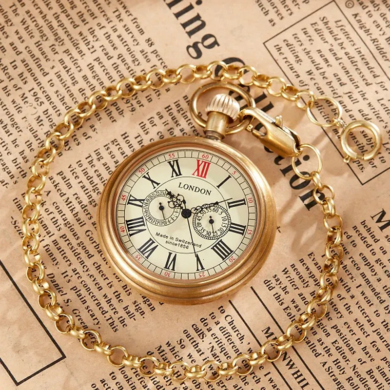 Antique Style Skeleton Pocket Watch with Fob Chain Classic Timepiece,  Shop Now!