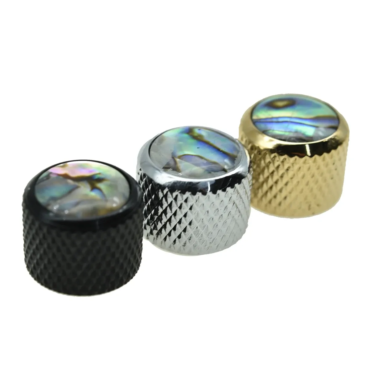 Guitar Large Size Set of 2 Push on Fit Abalone Top Dome Knobs Abalone Inserts Guitar Bass Knobs for Import Precision Bass/TL Guitar