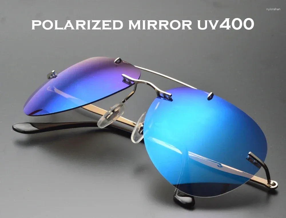 Solglasögon begränsad !!! Claravida Men Women Aviation Rimess Blue Mirror UV400 Polariserad med fall