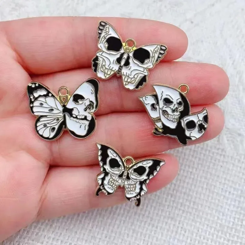 10pcs сплав Charms Halloween Black Skull Butterfly Charms дизайнер дизайнер Charmsfit Jewelry