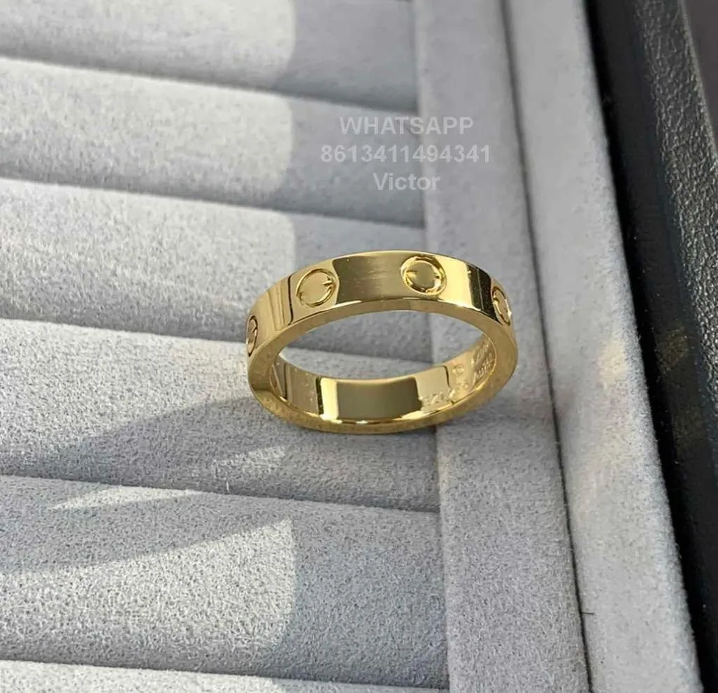 Anelli di banda 18K 36mm Love Ring V Material Gold non sbiadierà mai anello stretto senza diamanti Riproduzioni ufficiali di marca Wi7901478