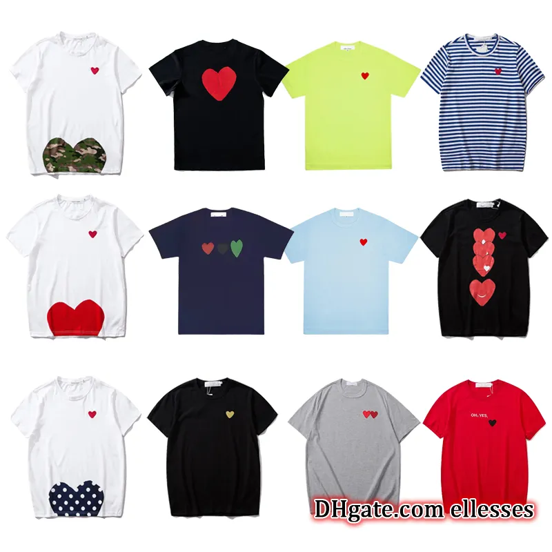 Play Fashion Mens T-Shirts Designer Red Heart Shirt Casual Tshirt Cotton Embroidery Short Sleeve Summer T-Shirt Asian Size S-3XL