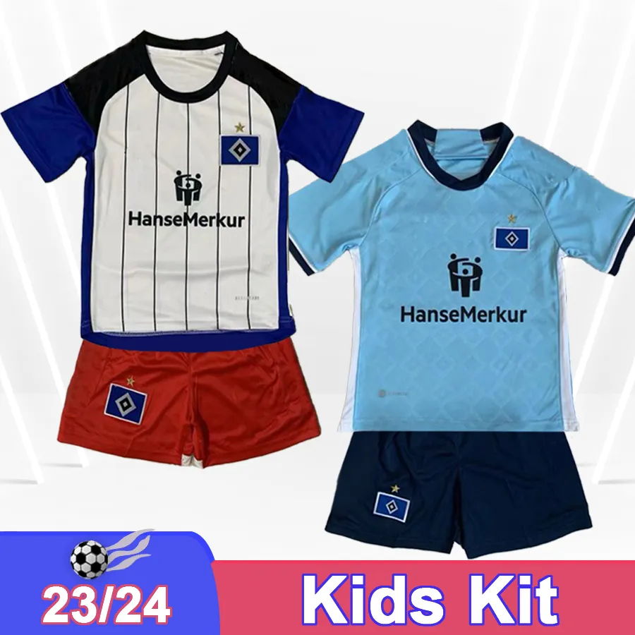 23 24 Hamburger SV Kids Kit Soccer Jerseys Reis Benes Glatzel Bilbija Home Away Away Children's Clothing voetbalshirt Korte mouw uniformen