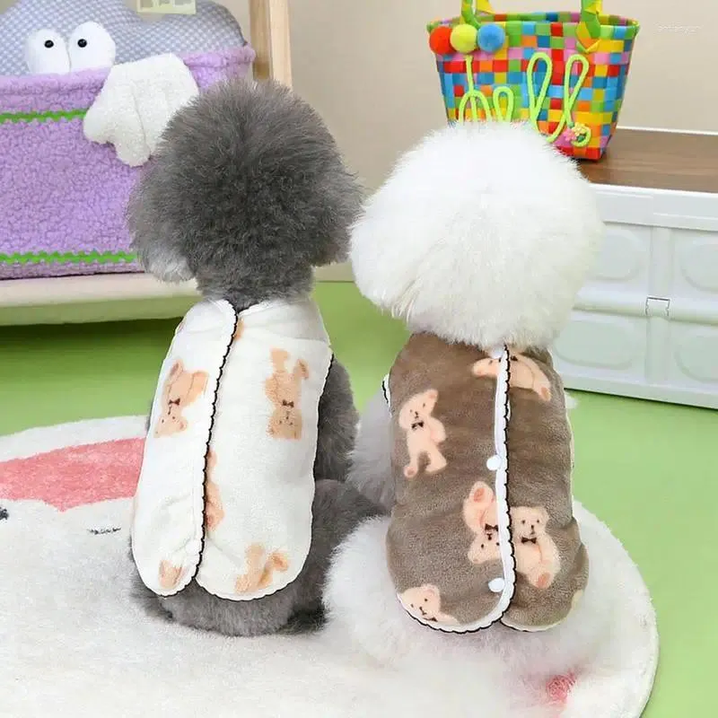 Hondenkleding Flanel Vest Puppy Kleding Kleding Jas omkeerbaar Warm kleine honden Pet Winterkostuum met berenafdruk