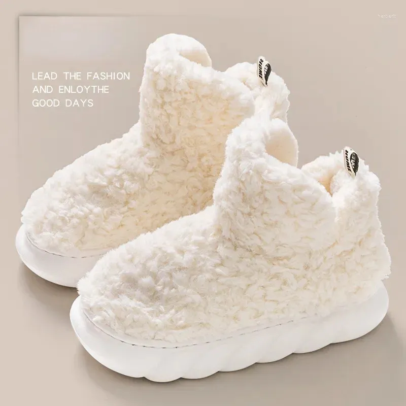 Slippers Women Men Home 2024 In Warm Winter Furry Soft Short Plush Slipper Non Slip Bedroom Slides Indoor Ankle Boots
